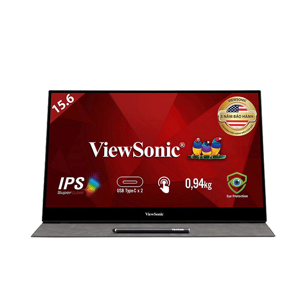 ViewSonic td1655 portable display touch (15.6inch/FHD/IPs/6.5ms/60Hz/250nits/miniHDMI + usbty-c + Audio/15000hrs/touch)-authentic
