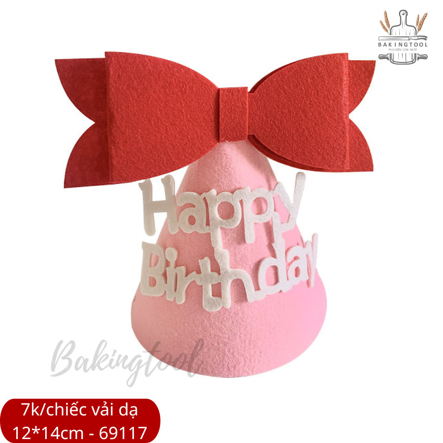 MŨ VẢI SINH NHẬT PHONG CÁCH HÀN QUỐC (12*14cm)