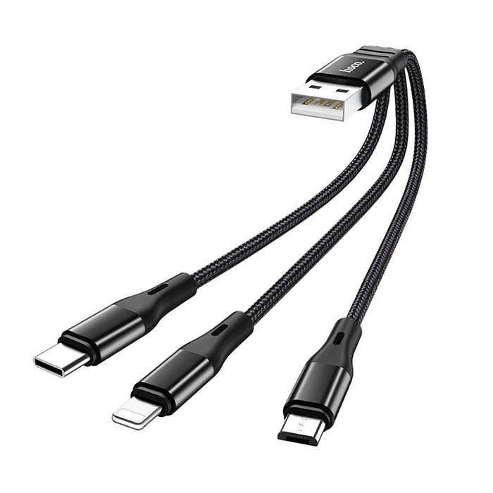  HoCo X47 3-pin type-C, micro-USB, lightning fast charging cable