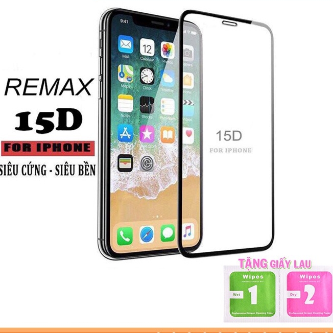 Kính cường lực full màn iphone 15d remax siêu nét