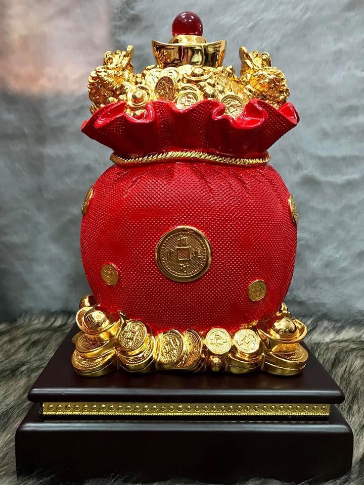 Túi tiền kim bảo tài lộc màu đỏ cao 34cm , túi tài lộc may mắn, quà tặng khai trương, tân gia