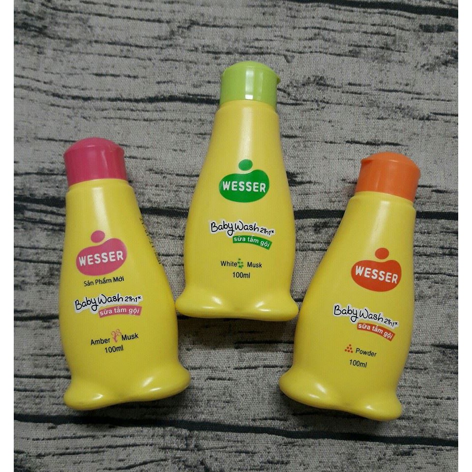 Sữa tắm gội em bé Wesser 2 in 1 ( 100ml-200ml-500ml)