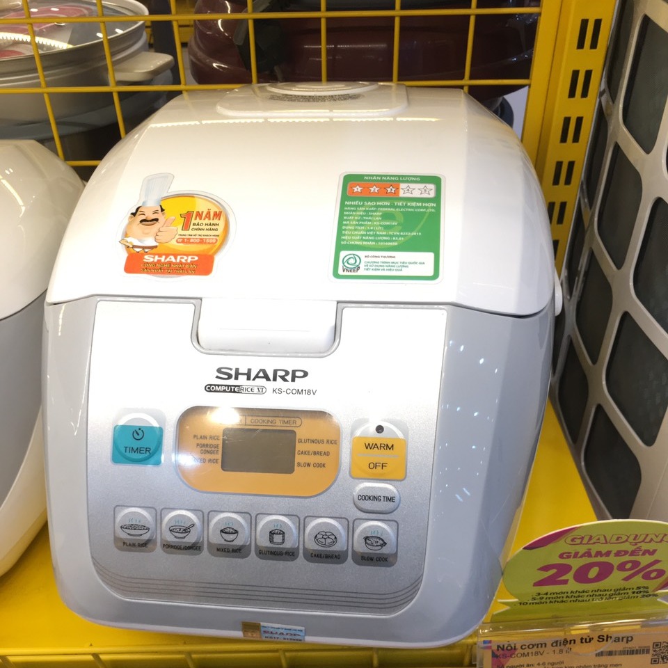 Ks-com18v 1.8 sharp electronic rice cooker display 99% made in Thailand good quality. 1.8 litres capacity is suitable for 4 - 6 people-warranty 12 months