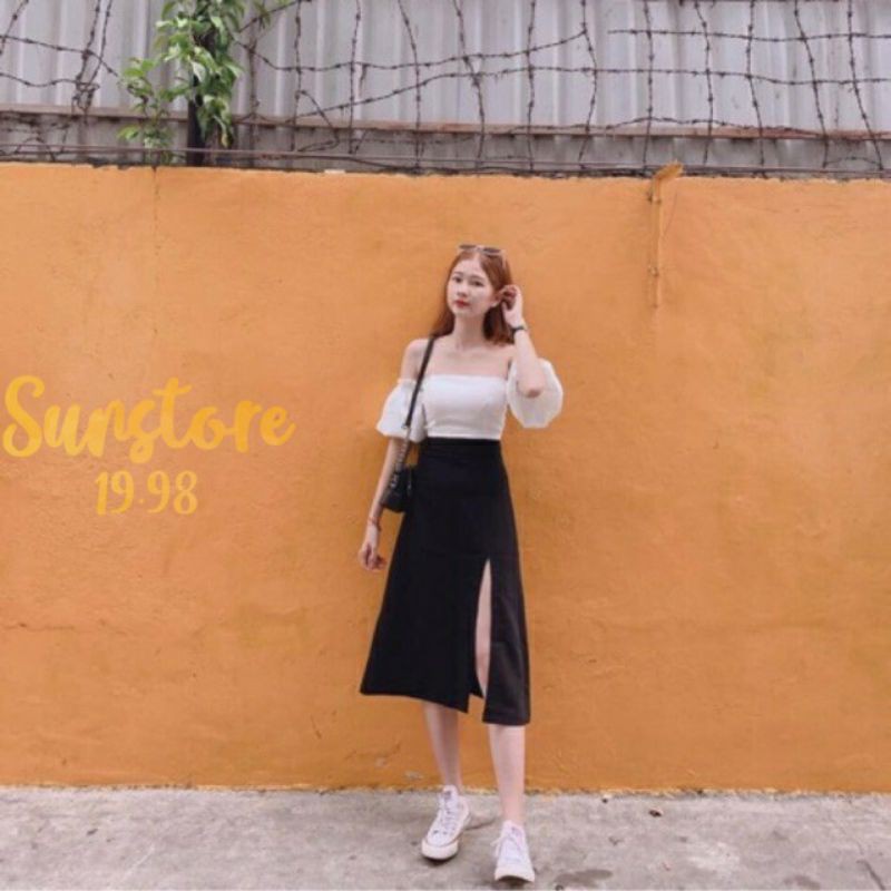 chân váy umi xẻ tà có lót trong