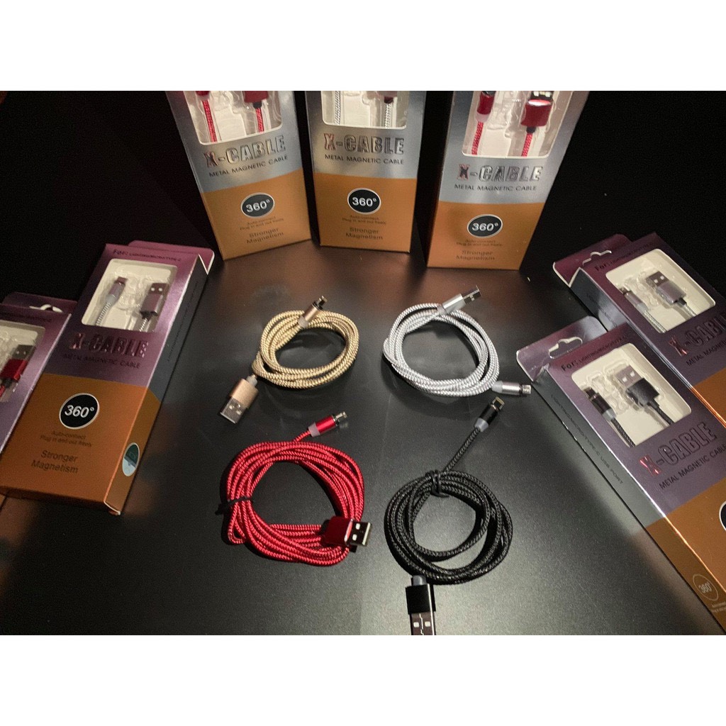 CÁP SẠC TỪ HÚT NAM CHÂM ĐẦU MICRO USB, TYPE C VÀ IPHONE 360 ĐỘ DÂY DÙ -A&T stores