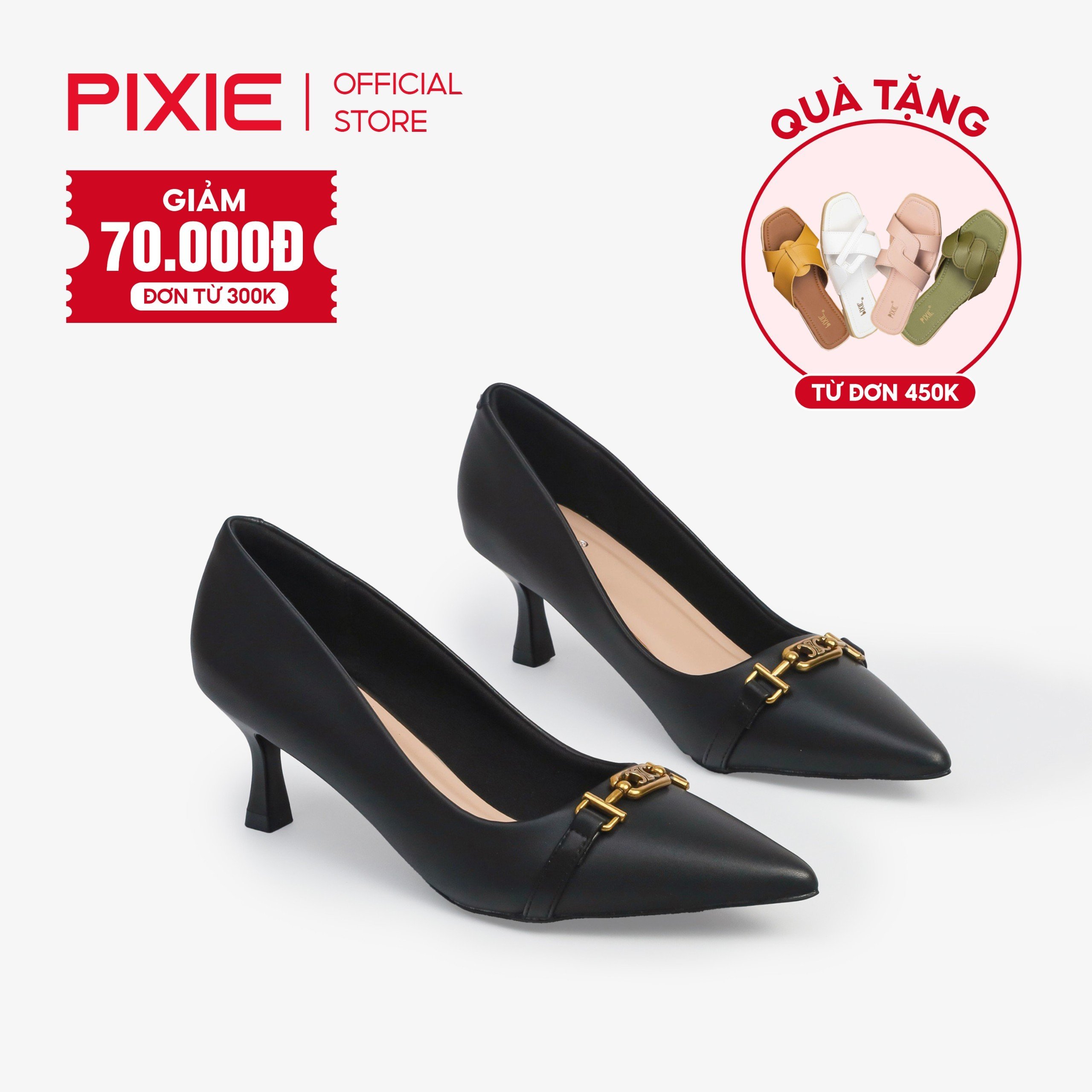 Giày cao gót 5cm phối khóa pixie h204