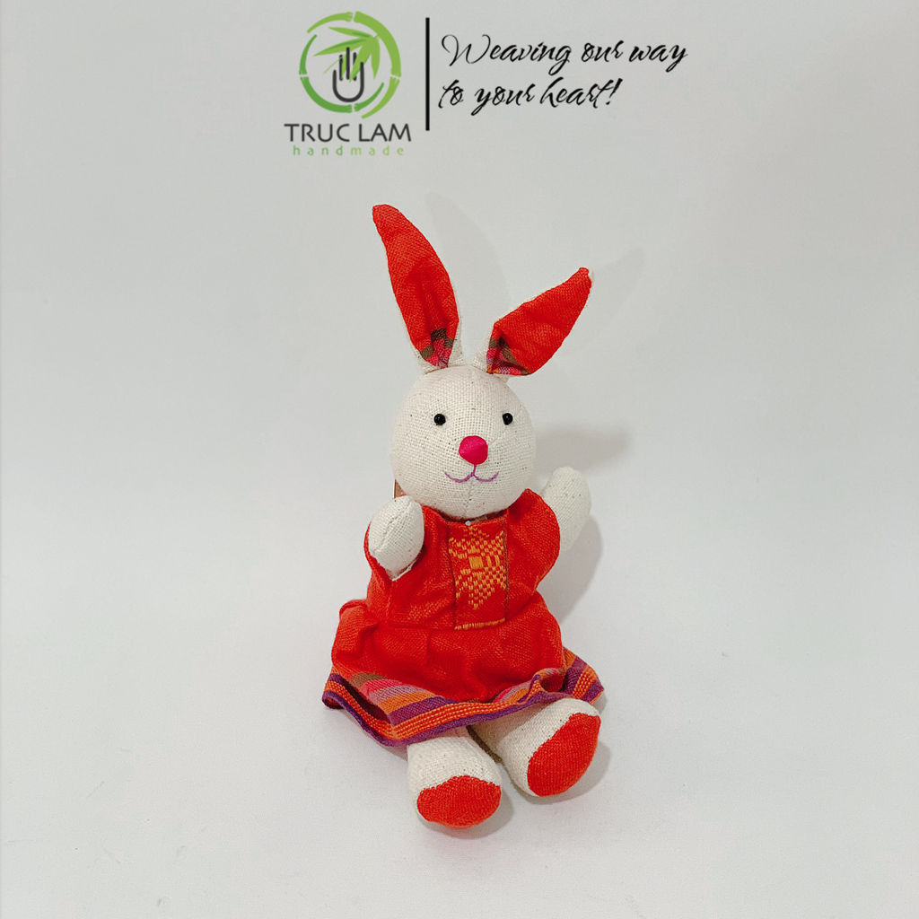 Đồ Chơi Cho Bé Thú Nhồi Bông Hình Thỏ Chị Mặc Váy Vải Thổ Cẩm Dệt Tay Bông Gòn Cao Cấp – Trúc Lâm Handmade