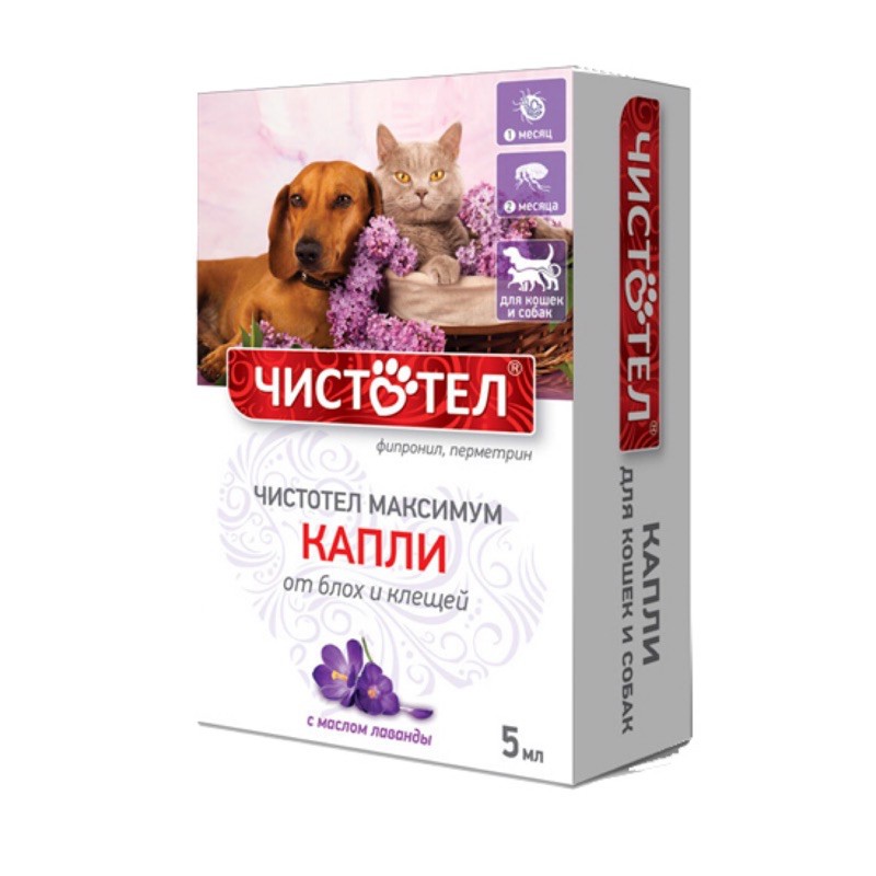 Nhỏ gáy Chistotel chống ve rận cho chó mèo - nhập Nga
