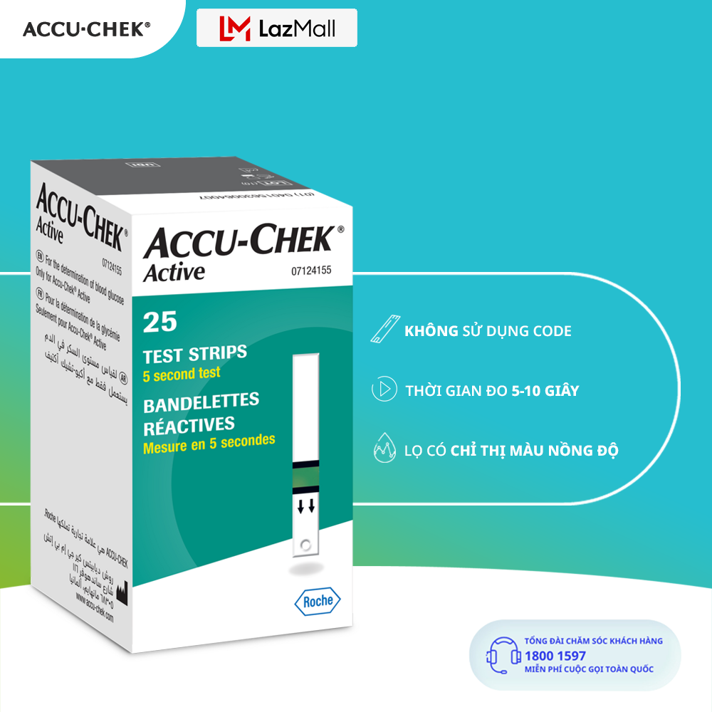 Hộp 25 Que Thử Đường Huyết ACCU-CHEK® Active