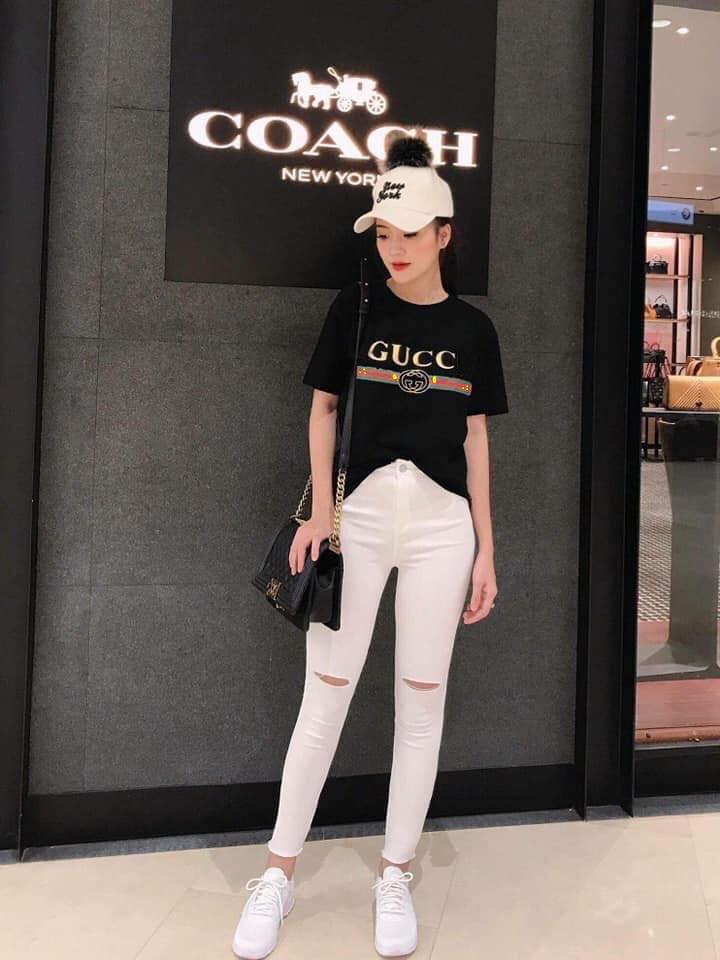 quần jean nữ rách gối  màu đen trắng (rách chân)