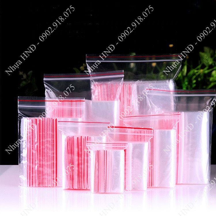 Túi zip chỉ đỏ (zip PE, zip lock, zip viền đỏ) loại dày –  tuiniemphong5giay