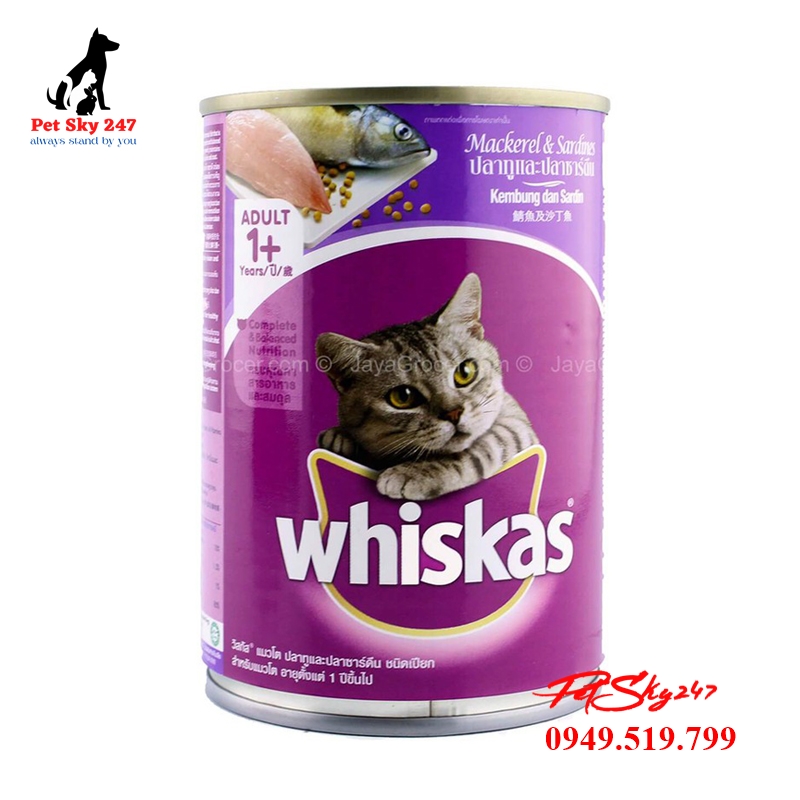 Thức Ăn Pate Mèo Whiskas Nhiều Vị Lon 400g