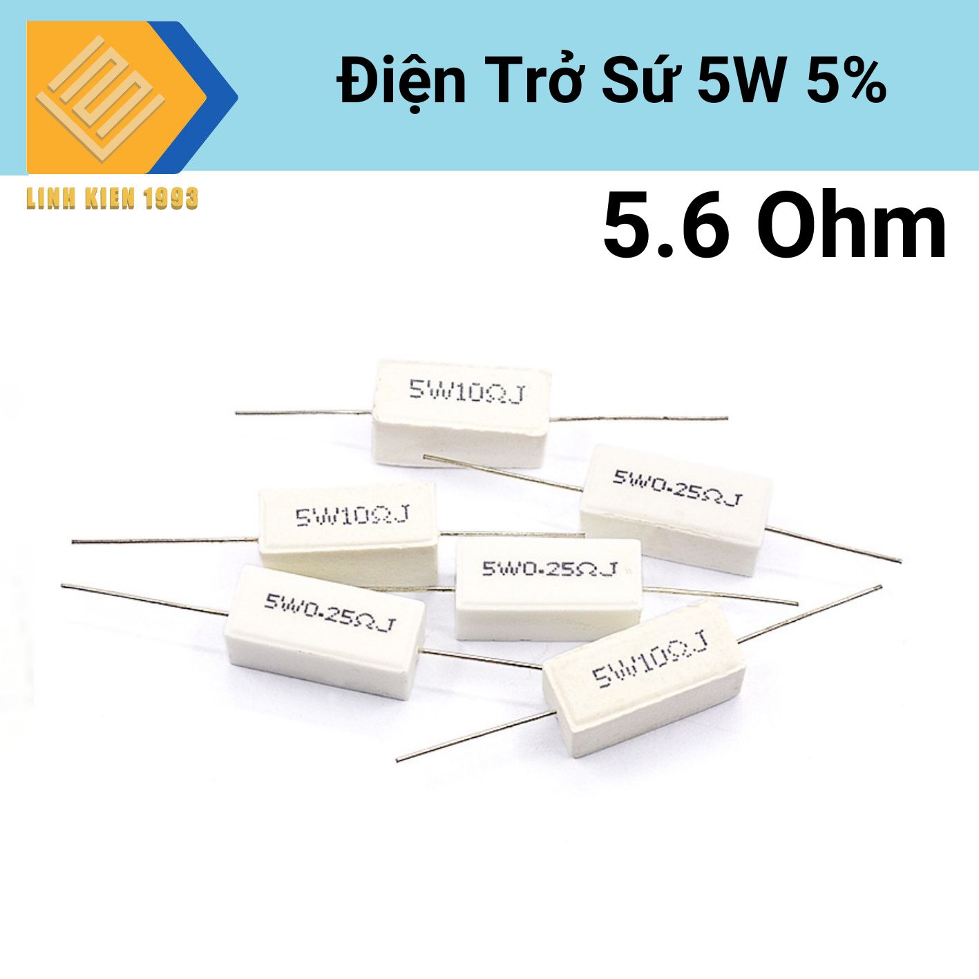 Điện trở sứ 5.6 ohm 5w 5% chân cắm