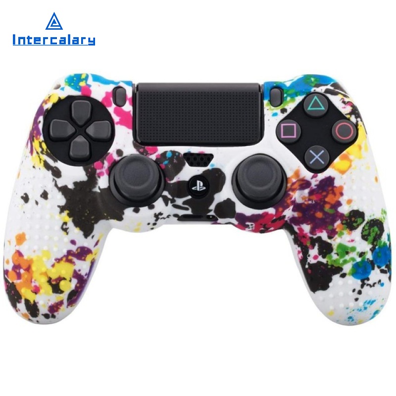 Ốp Ngụy Trang Da Gel Cao Su Silicon Chấm Bi Đính Graffiti Vỏ Bọc Điều Khiển PS4 Slim/Pro Dành Cho Dualshock4