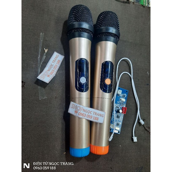 Micro không dây cho loa kéo - giá 1 bộ gồm 2 tay micro khômg dây và 1 bo mic