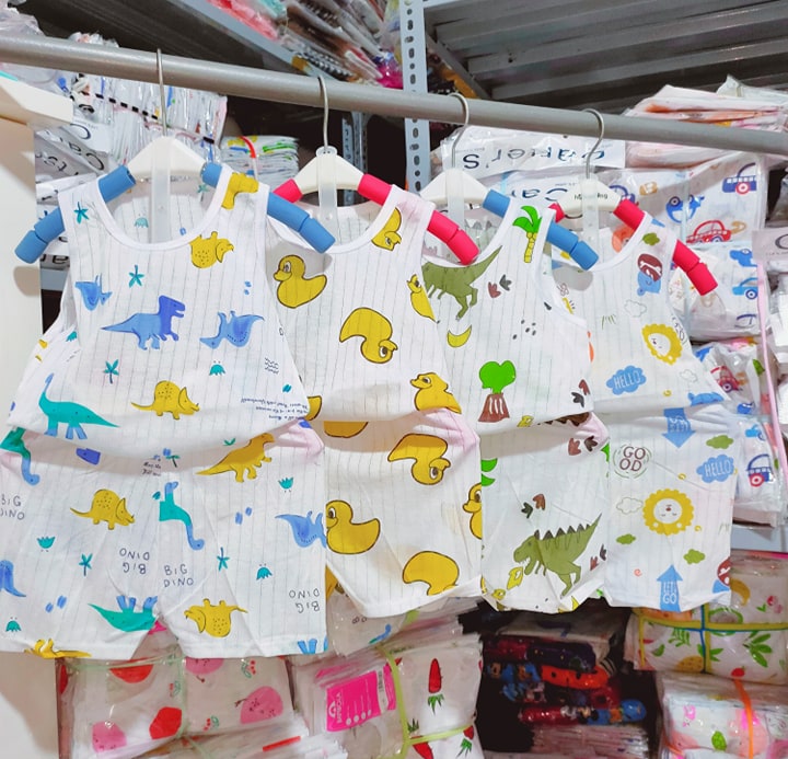 combo 5 bộ cotton giấy sát nách cho bé (size 4-12kg)