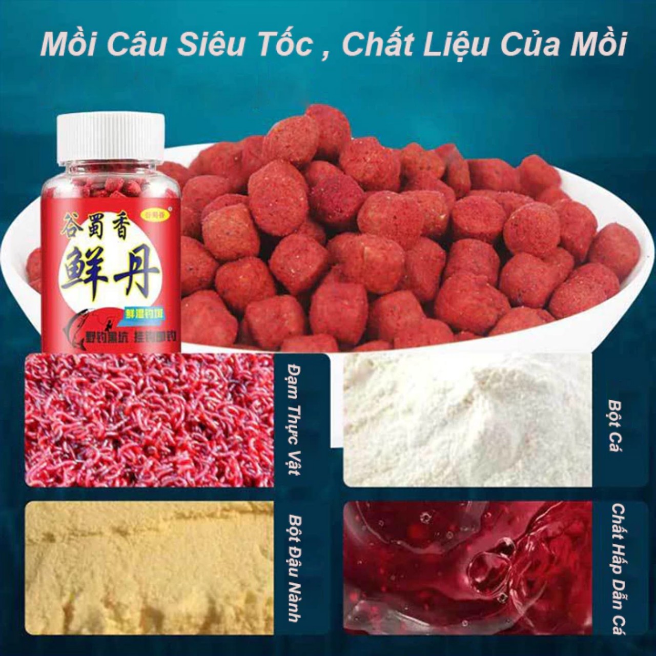 Mồi câu cá, mồi câu trắm, chép, diếc, rô phi, mồi câu siêu tốc