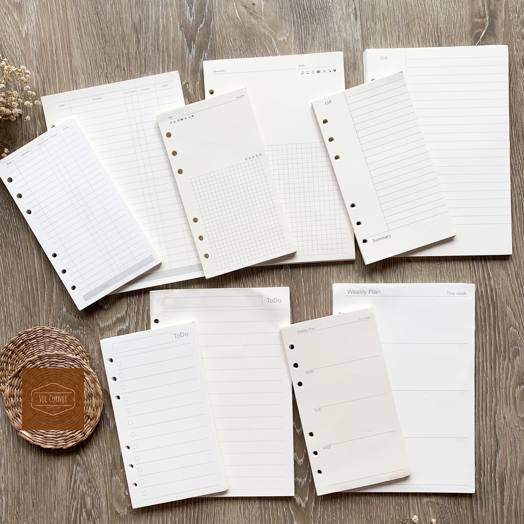 [HCM]Ruột sổ refill cho sổ còng Planner 6 lỗ A5A6 45 tờ