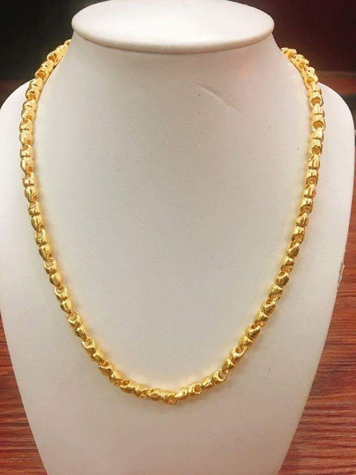 Dây Chuyền Titan Mạ Vàng 18K Nam Đốt Tròn Mẫu Mới Sáng Bóng Đẹp