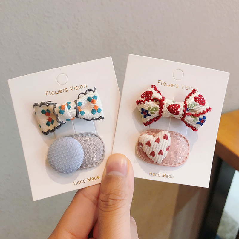 Set 2 Kẹp Tóc Nơ Hoa Cho Bé Gái