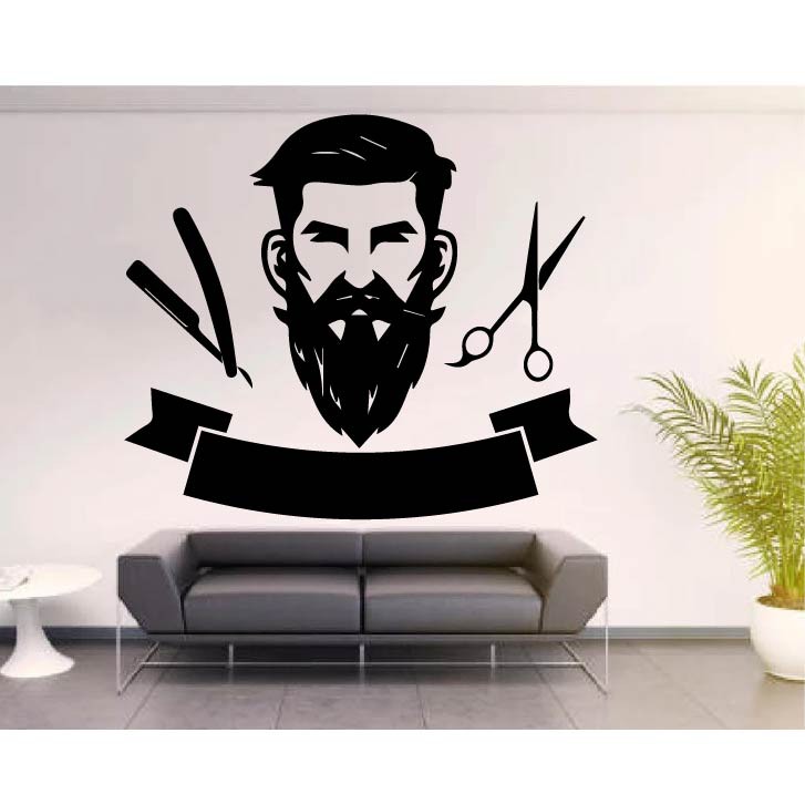 Decal Trang trí Barber, Salon cắt tóc P1