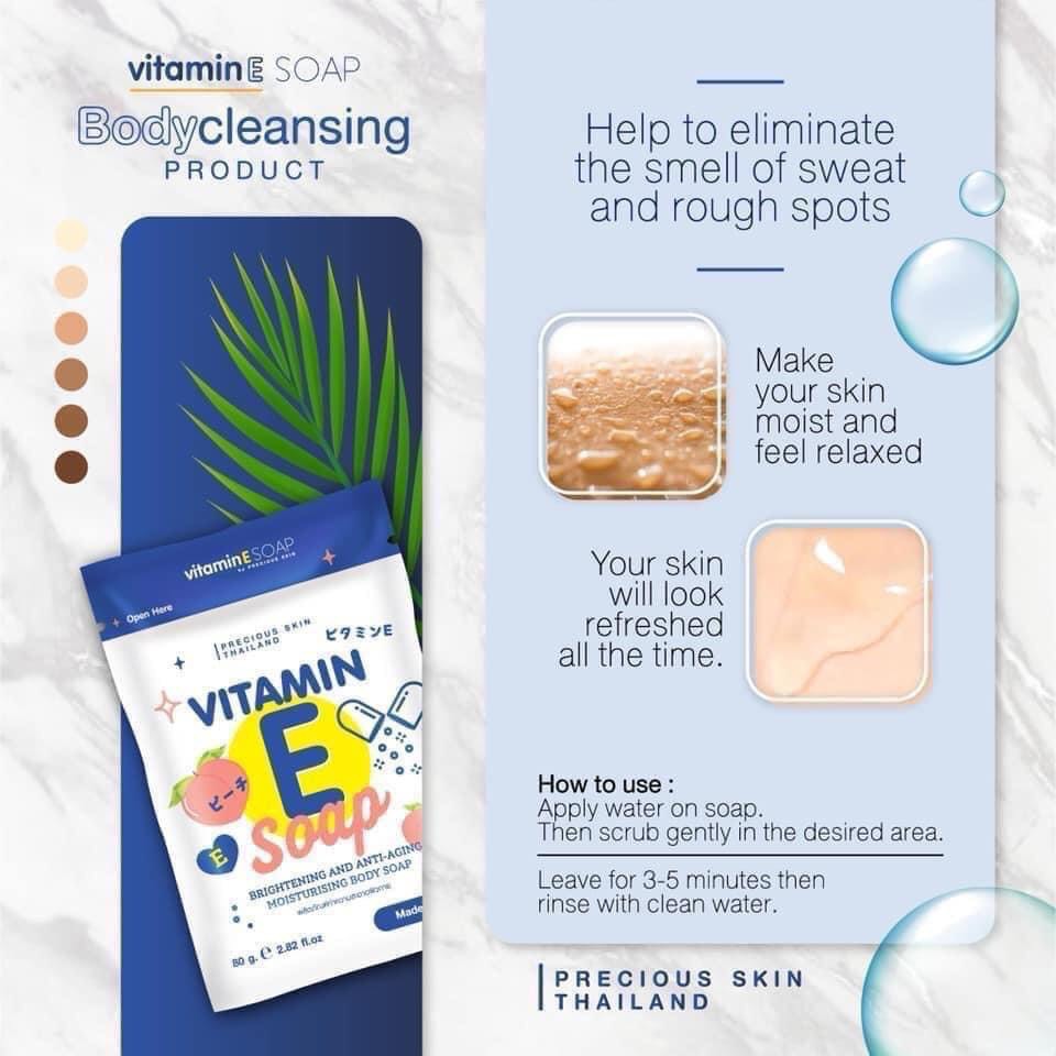 [Sẵn Shop] Soap Xà Phòng Trắng Da Body Vitamin E Thái Lan 100g