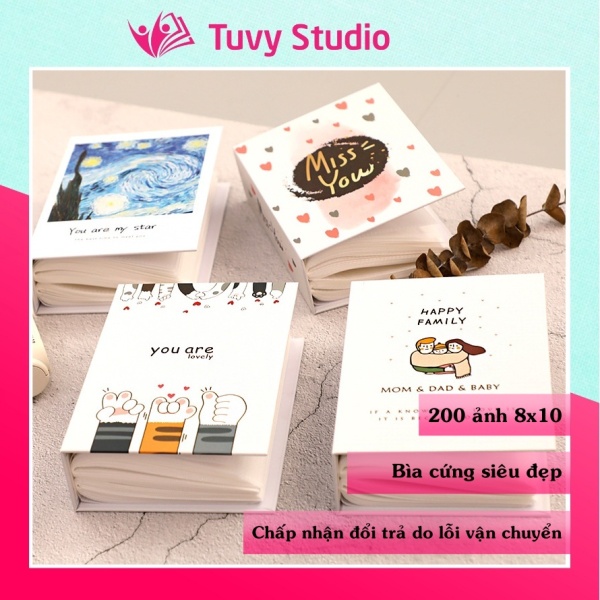 Album đựng ảnh 8x10 để 200 mini instax, lomo card, ảnh 6x9 ép plastic bìa giấy cứng nhiều mẫu bìa mới siêu cute sẵn hàng tại Tú Vy Studio
