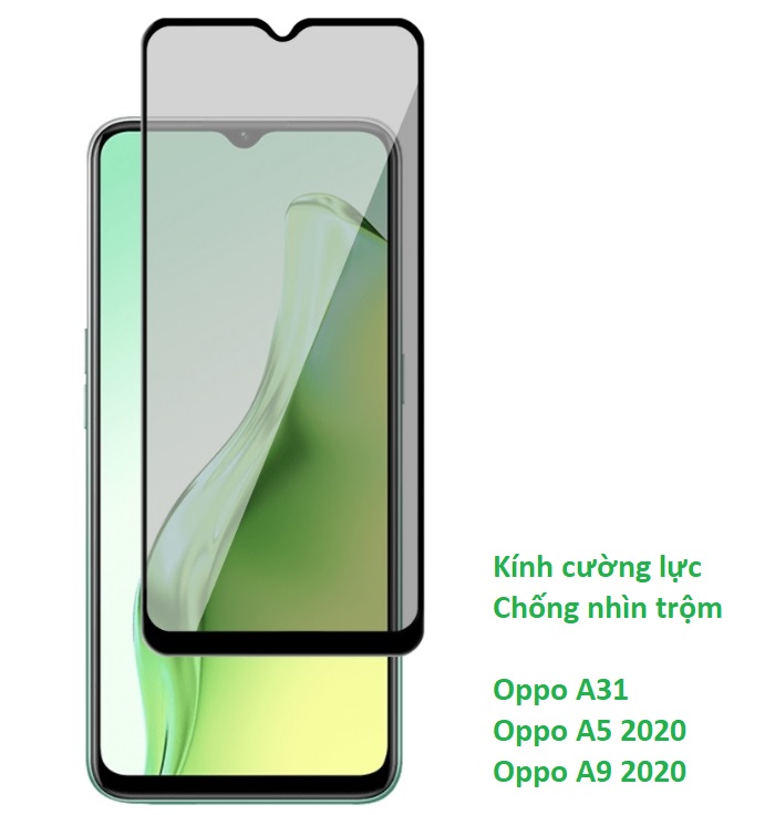 Cường lực chống nhìn trộm Oppo A5 /  A8 / A9 2020 (Full màn Full keo)