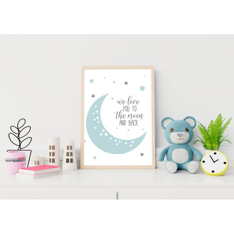 Tranh treo tường | Tranh cho bé-We Love You To The Moon 119 , tranh canvas giá rẻ