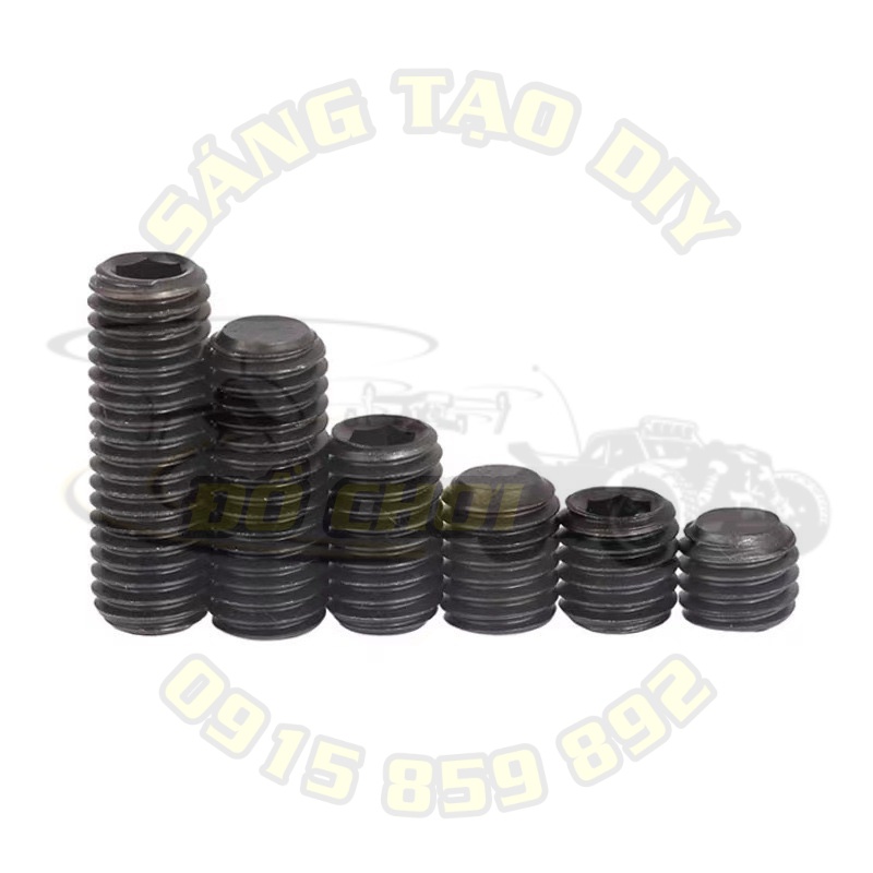 5 ốc vít lục giác thép đen m3 , m4 , m5 , m6, m8 , m10 - bu lông lục giác chìm không đầu, vít cấy, vít trí