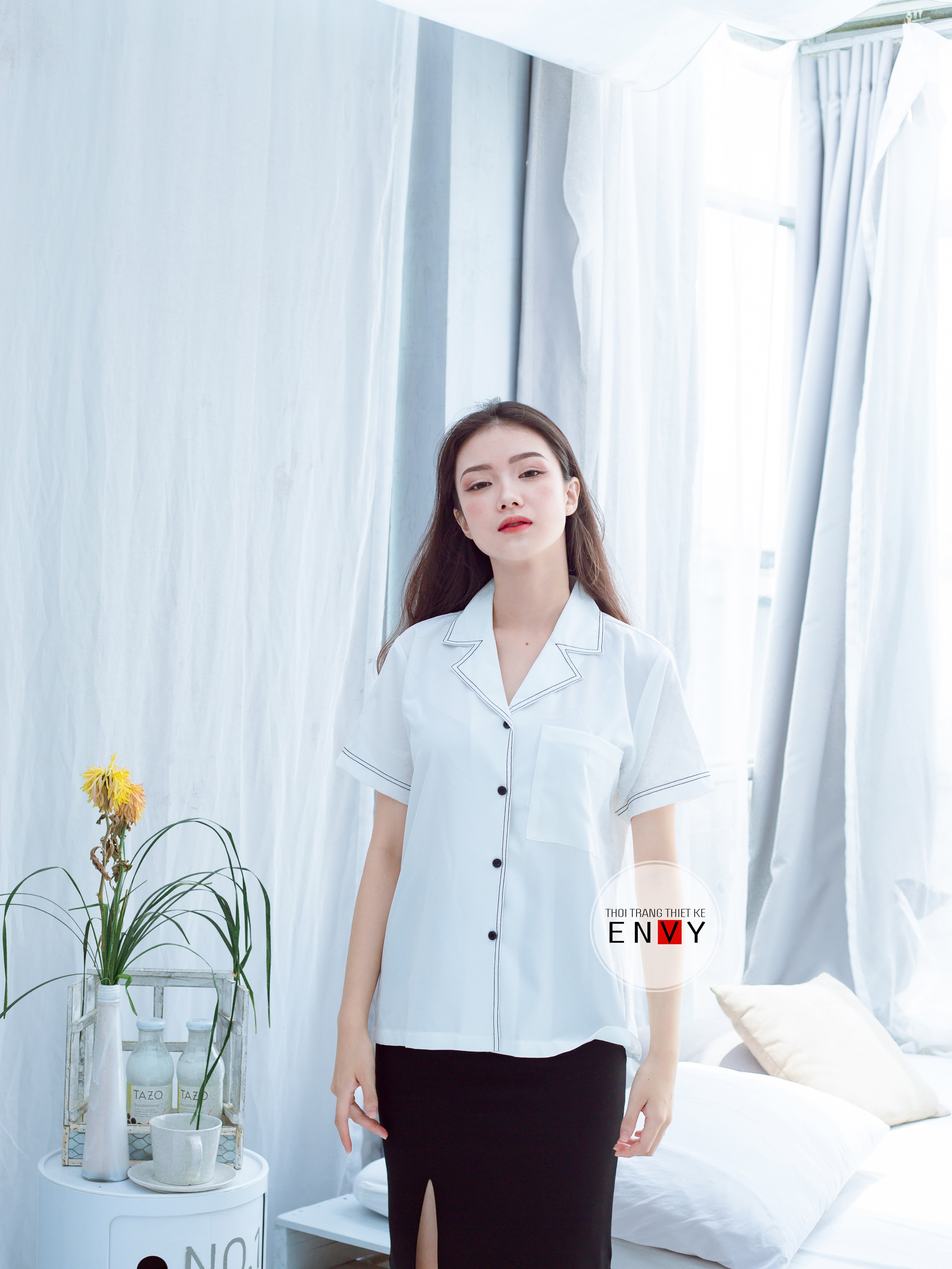 Áo sơ mi nữ viền Casso ENVY S0579