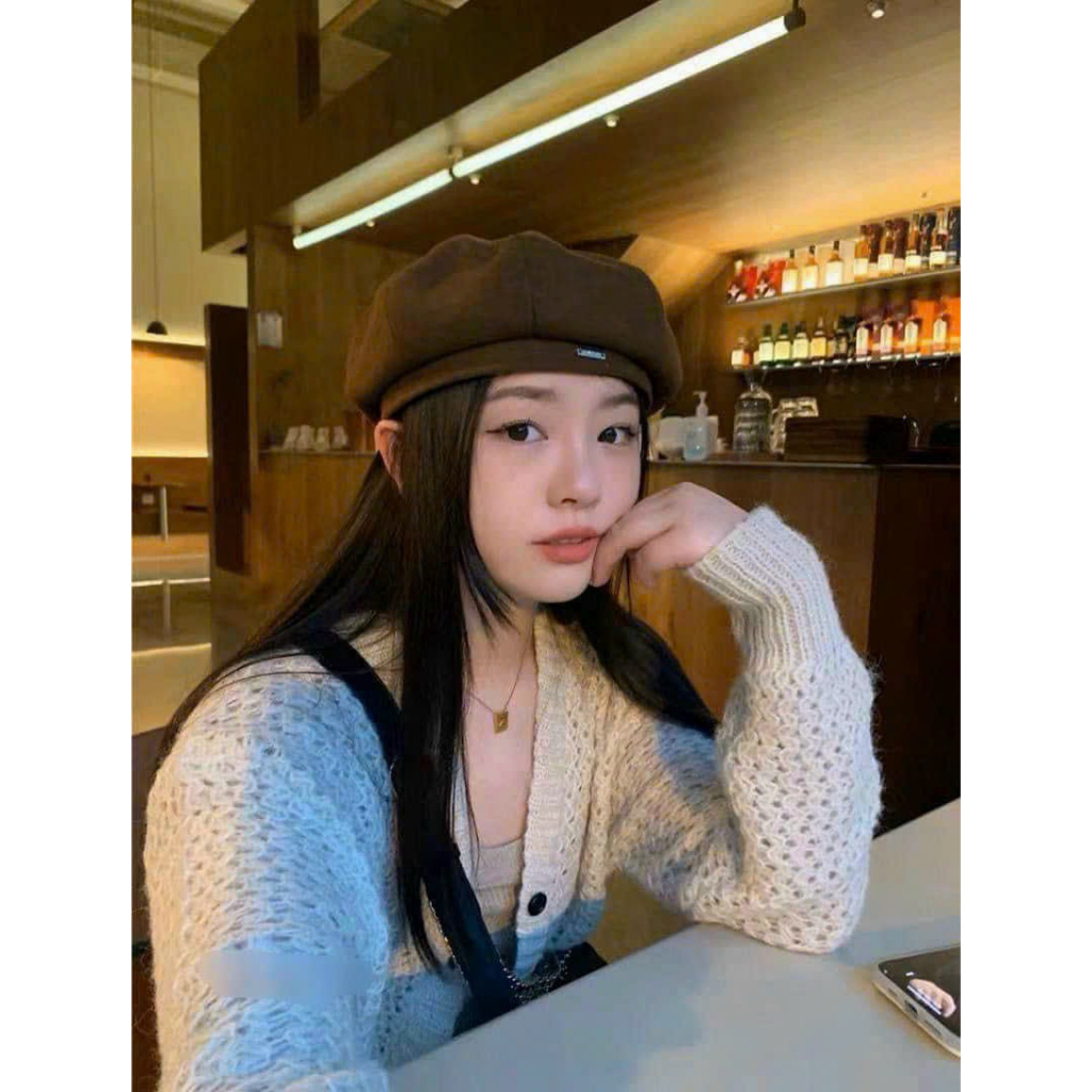 Mũ nồi beret tag gấu siêu xinh