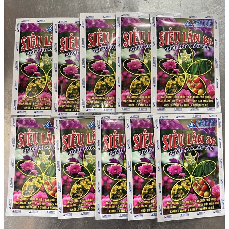 Combo 10 gói Siêu Lân 86 chuyên dùng hoa hồng, hoa lan (35g/1 gói)