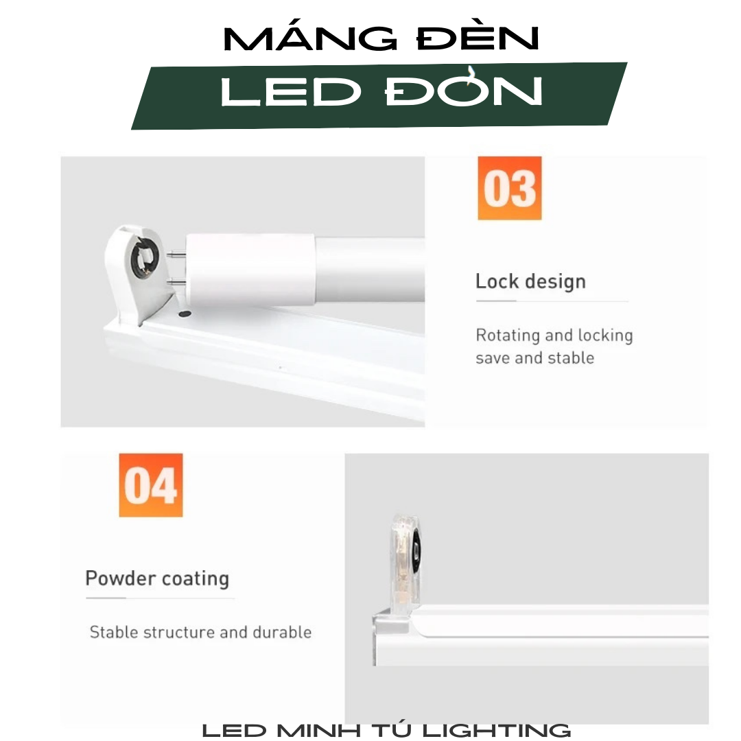 Máng đèn led đơn và đôi.kích thước 1M2 và 6 tấc