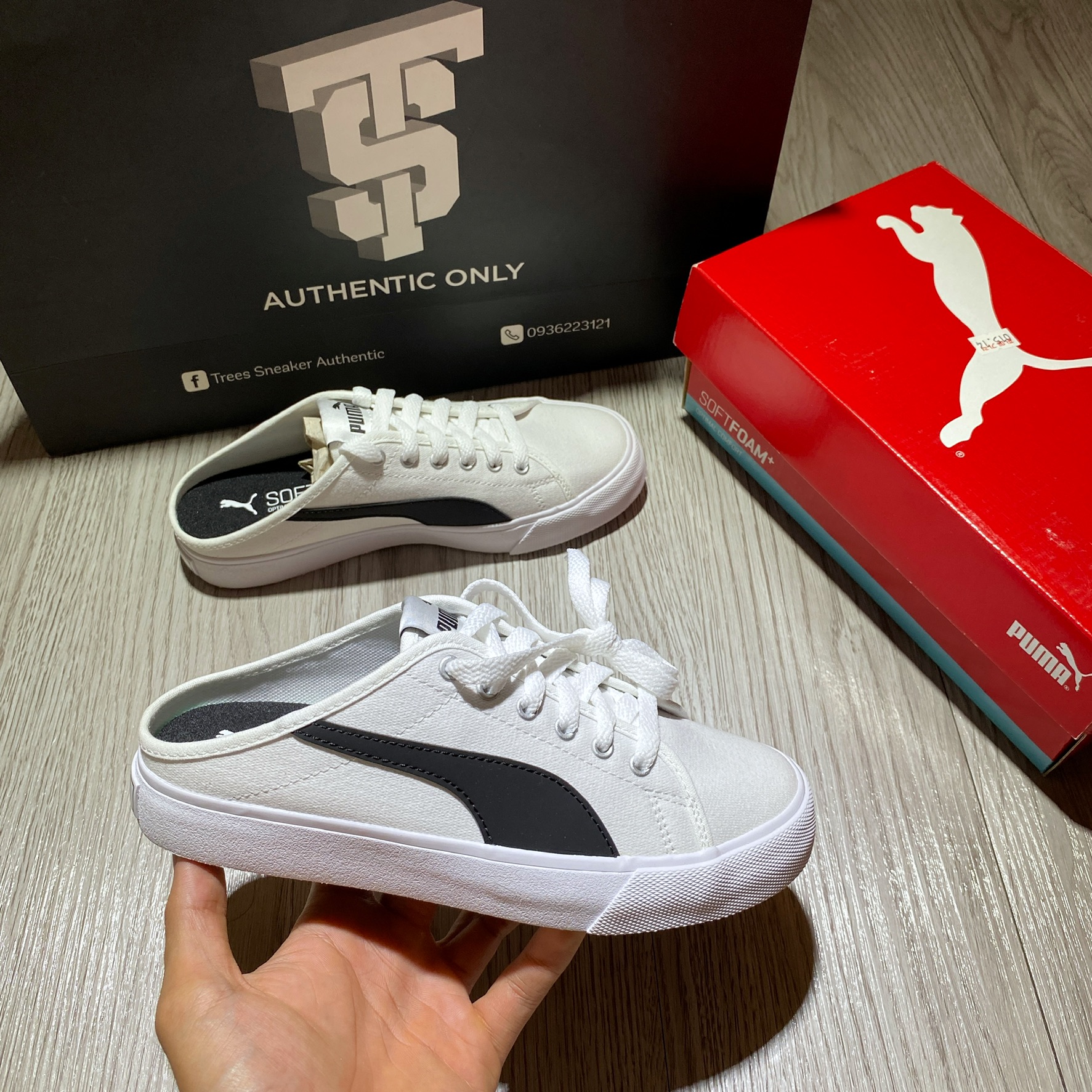 [CHÍNH HÃNG]Giày thể thao PUMA BARI MULE WHITE BLACK 371318 02