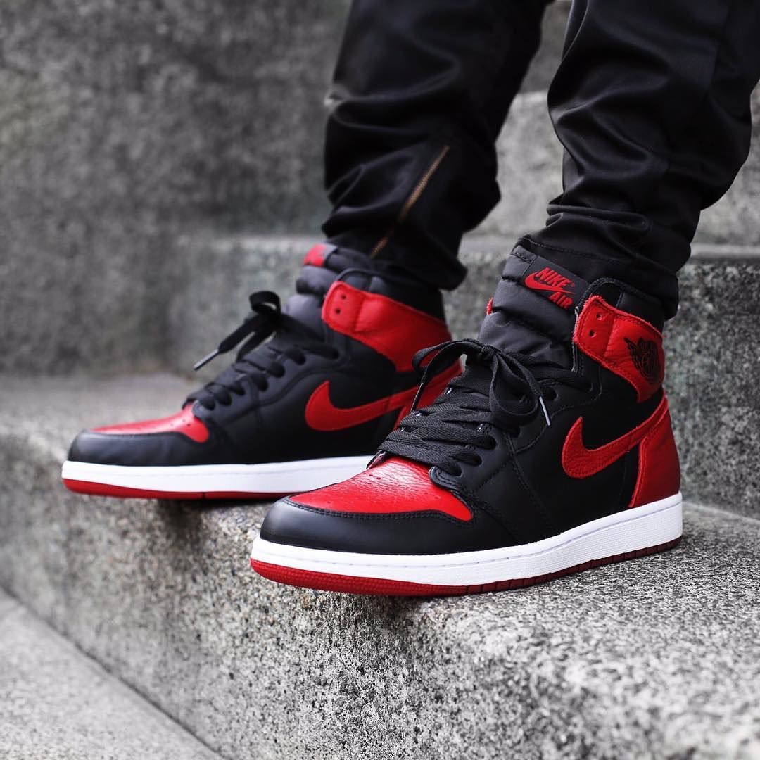 Giày Sneaker Ai.r J0rdan 1 High Bred Toe( JD1 đen đỏ )