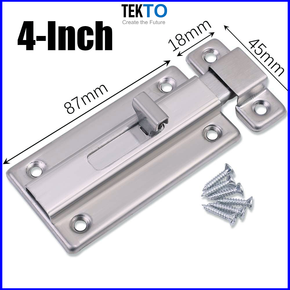 Chốt khóa cửa trượt k09 - then cửa bằng inox, full ốc vít, bản lề then chốt gài khoá cửa có tay cầm bằng 100% inox-012