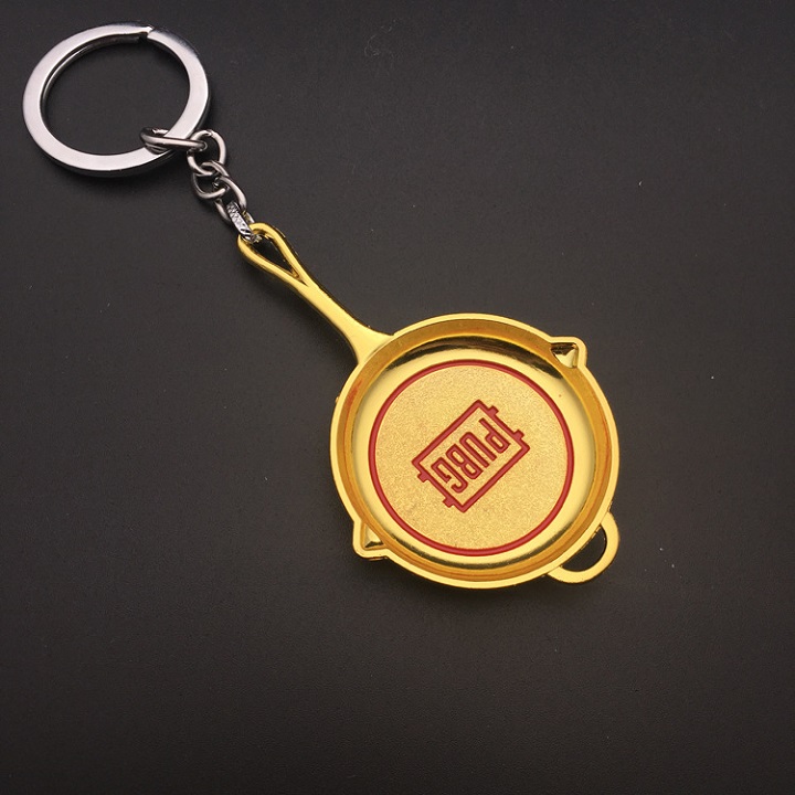 Móc khóa chảo PUBG kim loại chọn màu