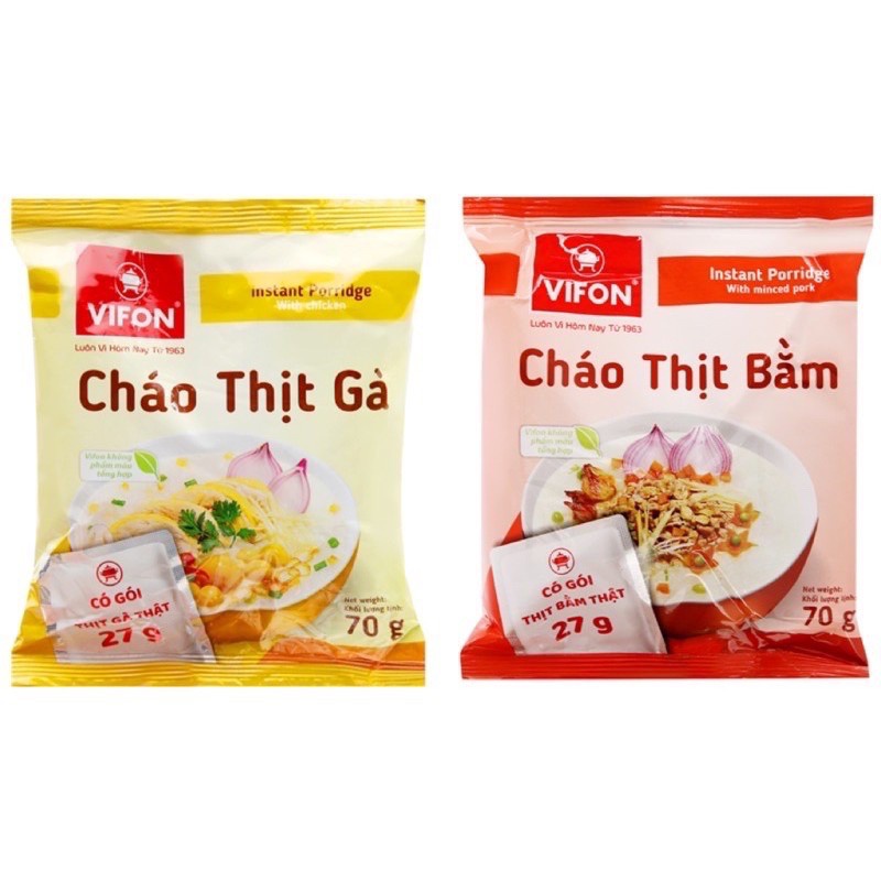 Cháo Thịt Gà/ Thịt Bằm Vifon Có Gói Thịt 70g