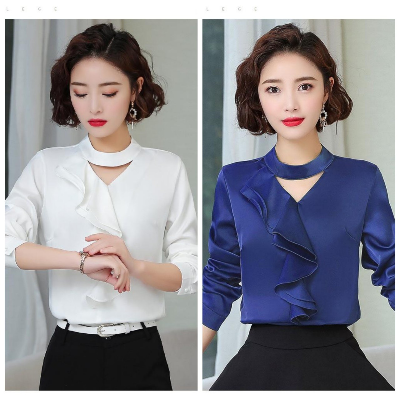 ÁO SƠ MI CỔ BÈO GIỌT NƯỚC NGOCTRANSHOP - NT3322