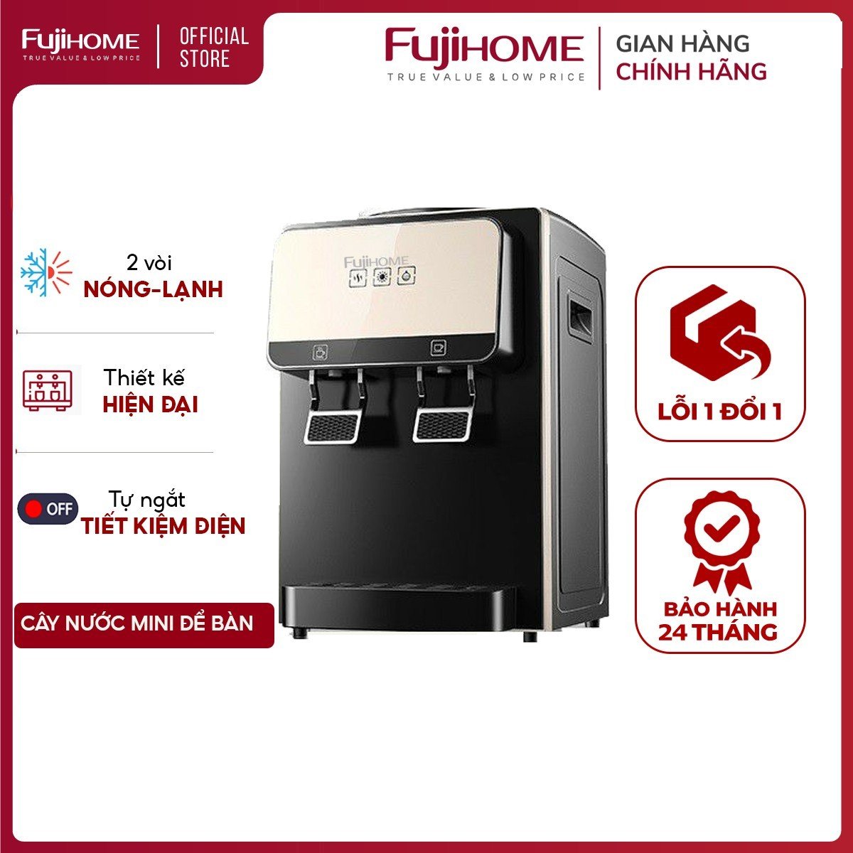 Cây nước nóng lạnh để bàn mini Nhập Khẩu Nhật Bản Fujihome WD03E, máy nước nóng lạnh uống trực tiếp dispenser water