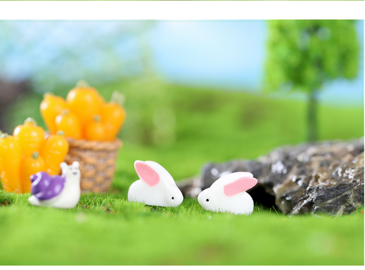 Thỏ mini trang trí sen đá, terrarium tiểu cảnh