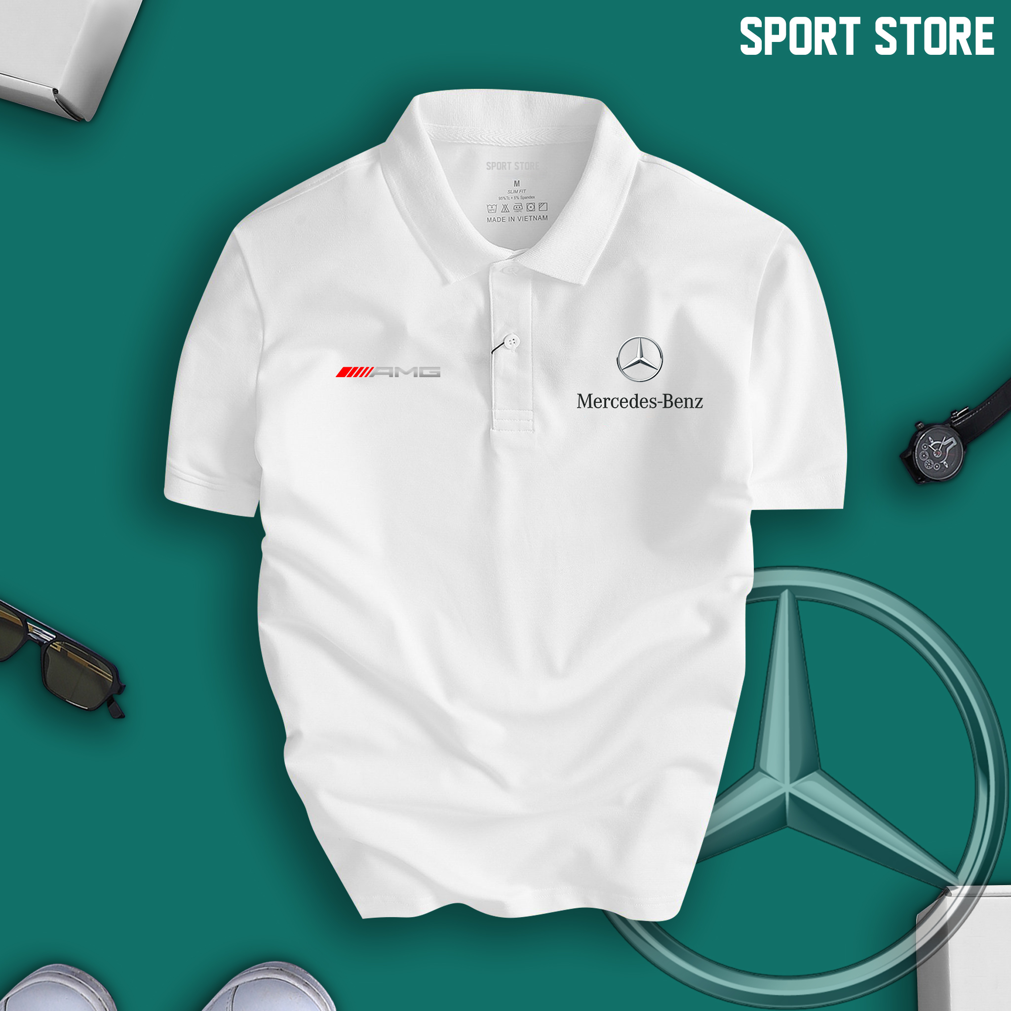 Áo thun polo Mercedes - nam nữ cao cấp, vải đẹp - POLOMAN