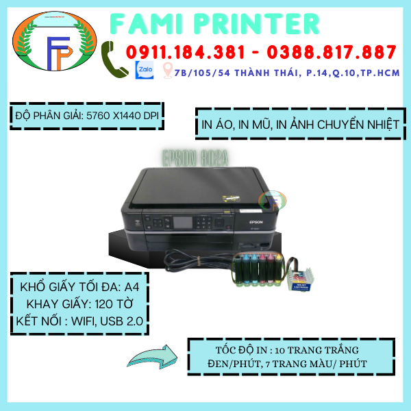 Máy in Epson 802a siêu bền Bỉ - in ảnh siêu đẹp