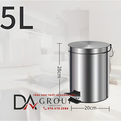 [HỎA TỐC HCM] THÙNG RÁC INOX ĐẠP CHÂN 5 LÍT MÀU ĐEN CAO CẤP