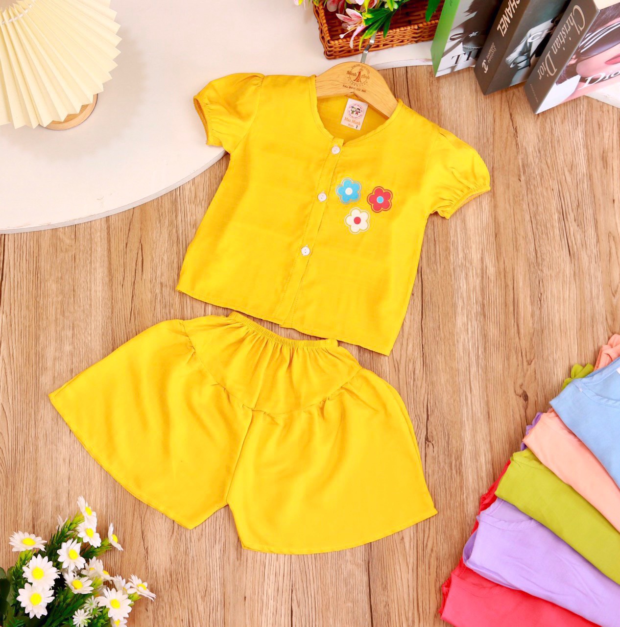 Bộ Đũi Tơ Tay Phồng Bé (6-14kg) (giao màu ngẫu nhiên)