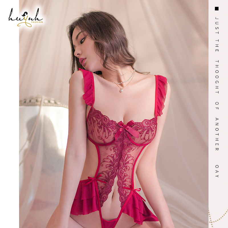 Bodysuit Ren Phối Voan Khoét Eo Sexy - B50