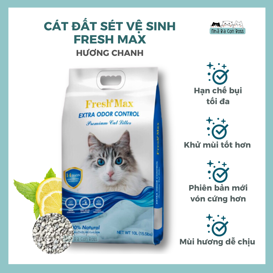 [Cát Đất Sét] Cát Vệ Sinh Cho Mèo Fresh Max Bao 10L