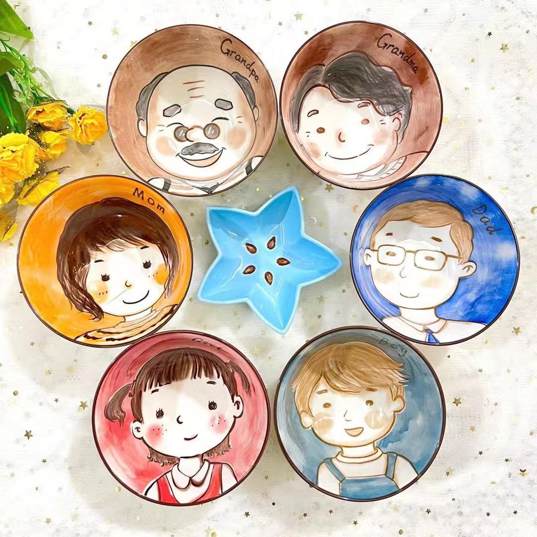 Bộ chén ăn gia đình (ÔNG - BÀ - BỐ - MẸ - CON TRAI - CON GÁI ) - Gốm Sứ - Chất lượng cao