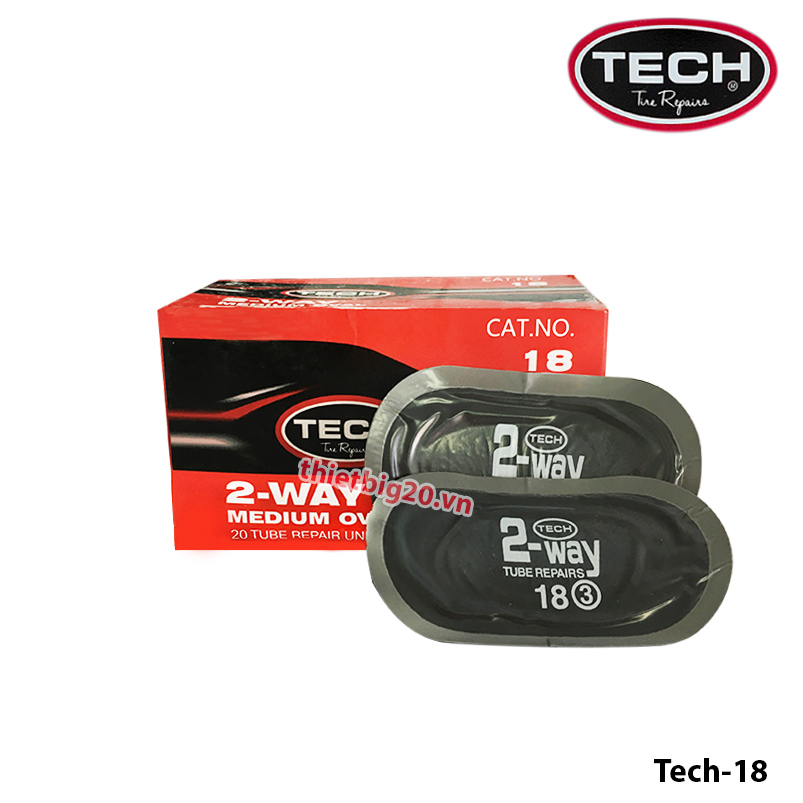 Hộp 20 miếng vá săm lốp ô tô, xe máy đa năng Tech 18 (Oval, 100x50mm)